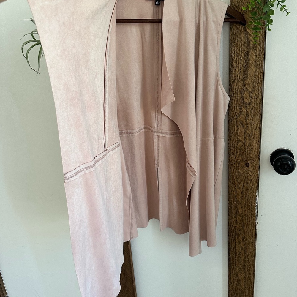 New Premise Women’s Faux Leather Suede Dusty Pink Vest Jacket Size Small - Picture 10 of 16